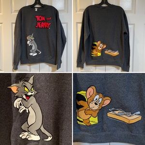 TOM & JERRY Graphic Print Sweatshirt- Sz S-NEW without Tag-by Jerzees